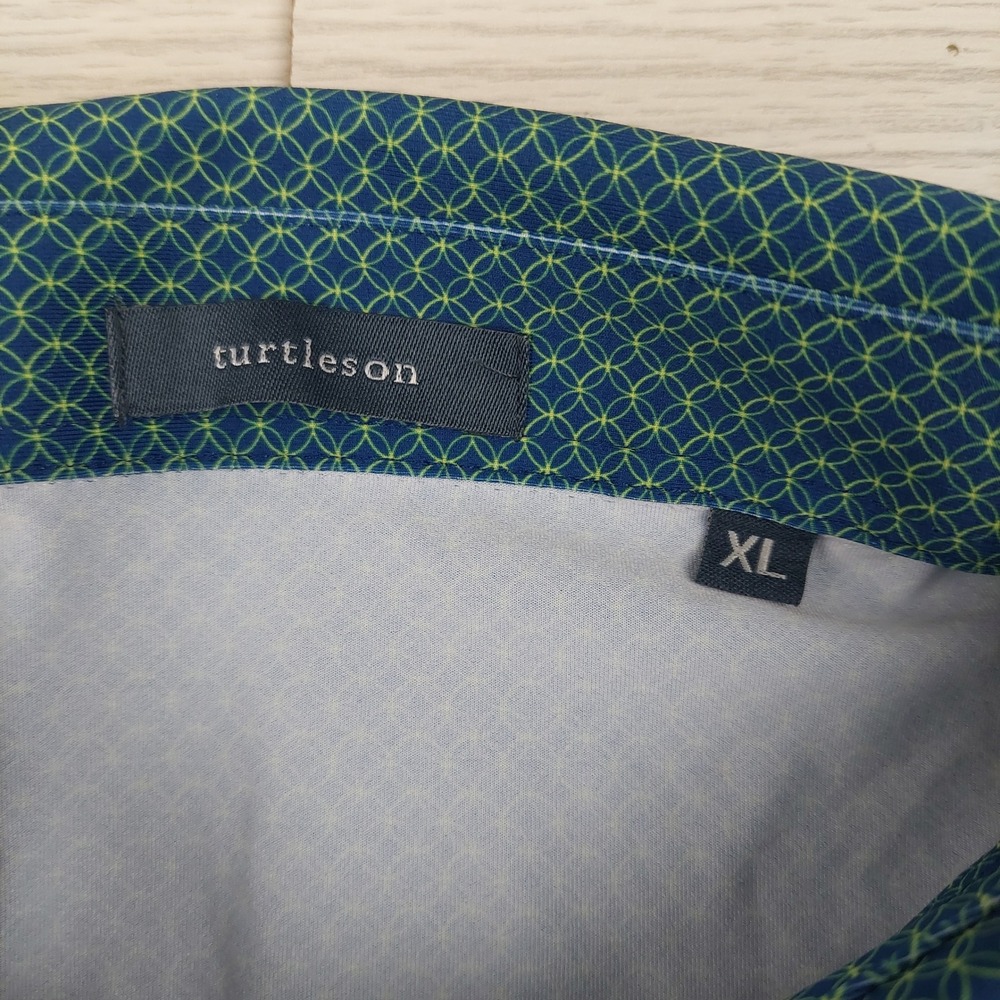 Turtleson Polo Shirt Mens XL Teal Green Geometric PGA National Resort Stretch - Picture 4 of 8